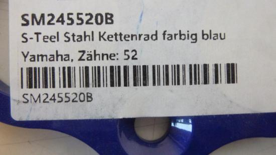 Kettenrad 52 Zhne sprocket passt an Yamaha Yz 125 250 99-20 Wr 400 Yzf 450 blau